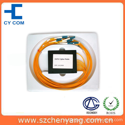 PLC 1X8 Fiber Optic Splitter (ABS Packaging, LC/UPC)